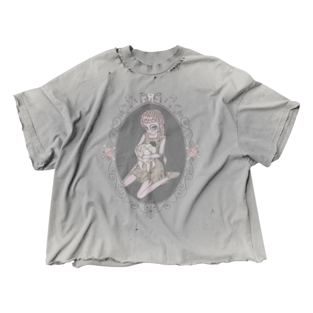 Circle crop distressed tee